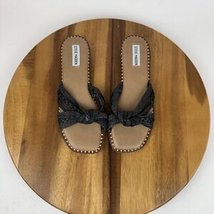 Womens Steve Madden Wilmah Flat Slip On Black Braided Slides Sandals Size‎ 9 M
